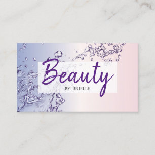 Tarjeta De Visita Salón de Belleza Splash de Agua Púrpura