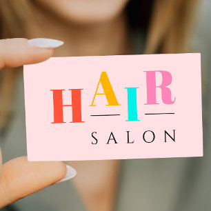 Tarjeta De Visita Salón de belleza tipografía colorida peluquera mod