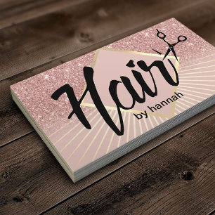 Tarjeta De Visita Salón de Belleza Tipografía Moderna Rosa Dorado Om