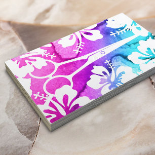 Tarjeta De Visita Salón de belleza tropical de la acuarela del