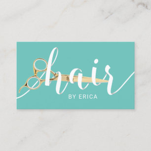 Tarjeta De Visita Salón de belleza verde azulado de la tipografía 