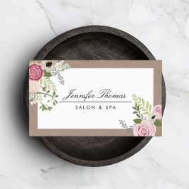 Tarjeta De Visita Salón De Belleza Vintage Moderno Floral Motif