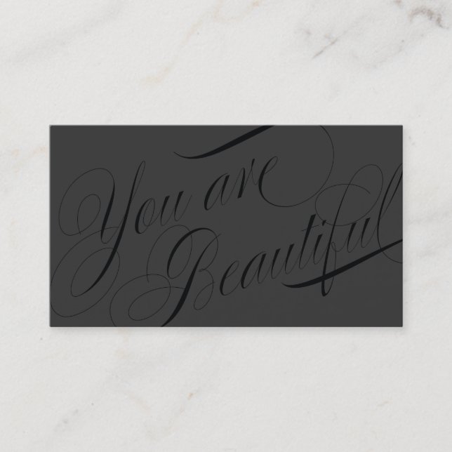 Tarjeta De Visita Salón de belleza y cabello negro con guión hermoso (Anverso)