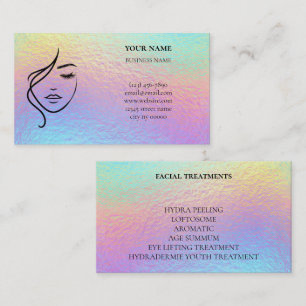 Tarjeta De Visita Salón de Belleza y Cuidado de la Piel Holográfico