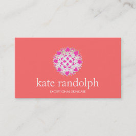 Tarjeta De Visita Salón de belleza y spa de color rosa y coral Lotus