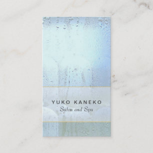 Tarjeta De Visita Salón de belleza y spa de vidrio azul húmedo