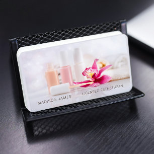 Tarjeta De Visita Salón de Belleza y Spa Moderno Orquídea Rosa
