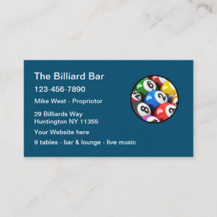Tarjeta De Visita Salón de Billar Cocktail Lounge