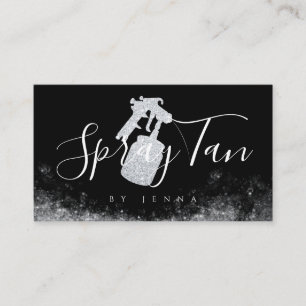 Tarjeta De Visita Salón de bronceado con brillo plateado Spray Tan