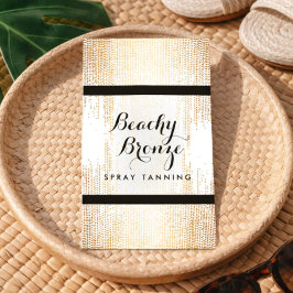 Tarjeta De Visita Salón de bronceado dorado de confetti con spray