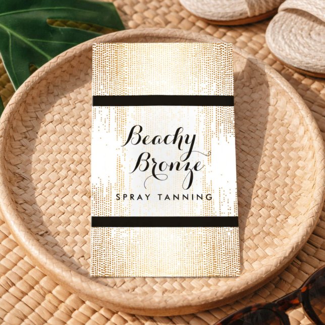 Tarjeta De Visita Salón de bronceado dorado de confetti con spray (Subido por el creador)