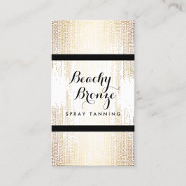 Tarjeta De Visita Salón de bronceado dorado de confetti con spray