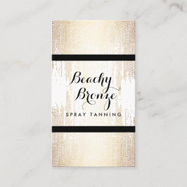 Tarjeta De Visita Salón de bronceado dorado de confetti con spray