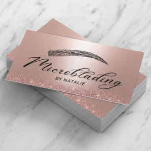 Tarjeta De Visita Salón de brotes de Purpurina de oro Rosa de microb
