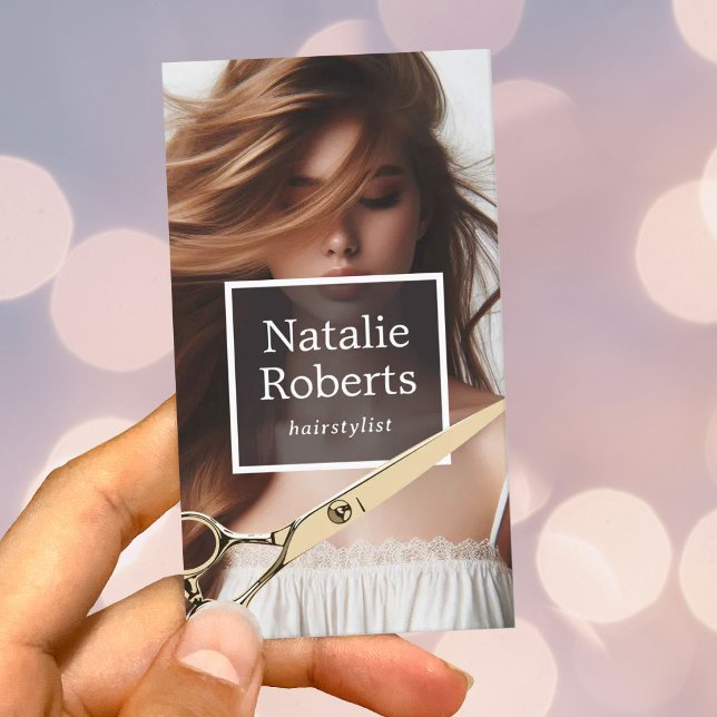 Tarjeta De Visita Salón de Chicas de pelo largo y de diseño con pant (Subido por el creador)