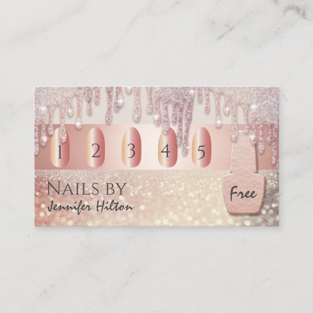 Tarjeta De Visita Salón de clavos purpurinoso de oro para altivos (Anverso)