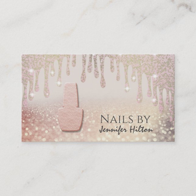 Tarjeta De Visita Salón de clavos purpurinoso de oro para altivos (Anverso)