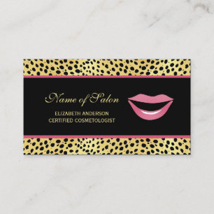 Tarjeta De Visita Salón de Cosmética Leopard Lips