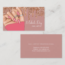 Tarjeta De Visita Salón de Diseñador Artista de Uñas Falsas Brillo R