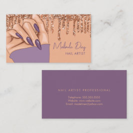 Tarjeta De Visita Salón de diseñador artista de uñas falso brillo pú