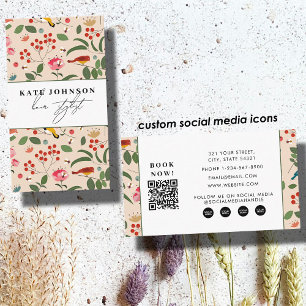 Tarjeta De Visita Salón de Estilismo de Cabello y Maquillaje Flores