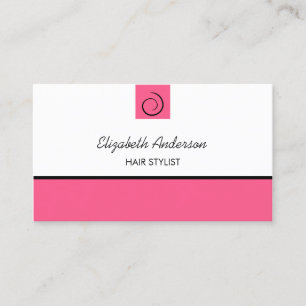 Tarjeta De Visita Salón de Estilista de Cabello Rosa Negro