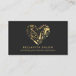 Tarjeta De Visita Salón de Estilistas de Cabello Corazón de Oro
