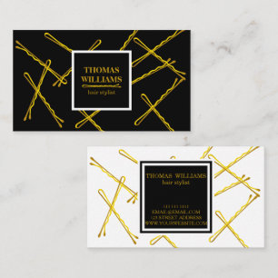 Tarjeta De Visita Salón de estilo de peluquería de Bobby Pins negro 