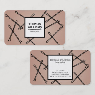 Tarjeta De Visita Salón de estilo de peluquería de Bobby Pins negro 