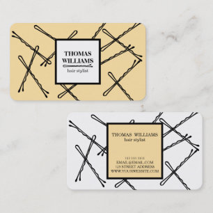 Tarjeta De Visita Salón de estilo de peluquería de Bobby Pins negro 