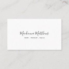 Tarjeta De Visita Salón de estilo estilista de color blanco con escr