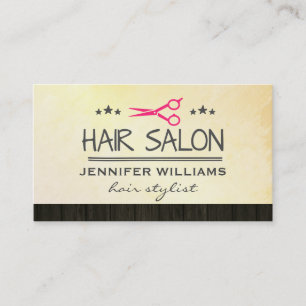 Tarjeta De Visita Salon De Estilo Hair Shears Trim De Madera