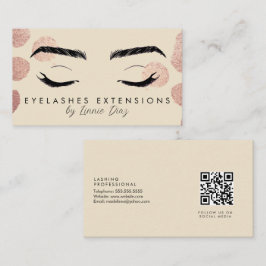 Tarjeta De Visita Salón de Extensiones de Pestañas Belleza Marfil Ro