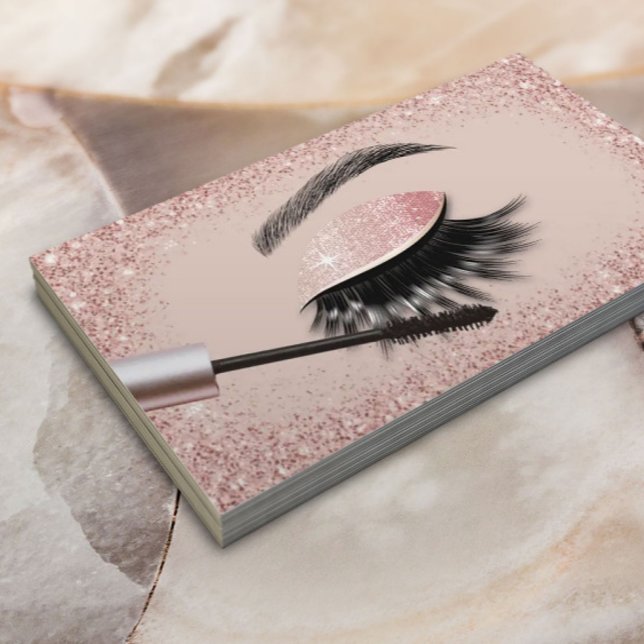 Tarjeta De Visita Salón de Extensiones Eyelash Rosa Oro Purpurina mo (Subido por el creador)