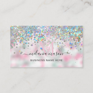Tarjeta De Visita Salón de Glitter Holográfico Elegante