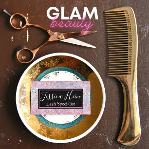 Tarjeta De Visita Salón de guión de Purpurina de monograma especiali