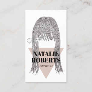 Tarjeta De Visita Salón de ilustracion con Estilos de Pelo y Chica