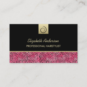 Tarjeta De Visita Salón de Impresión con Peluquería Rosa de Lujo