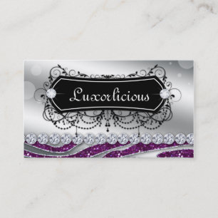 Tarjeta De Visita Salón de joyas de lujo de moda Purpurina de cebra