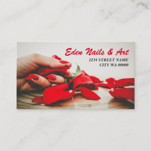 Tarjeta De Visita Salón de las uñas rojas calientes