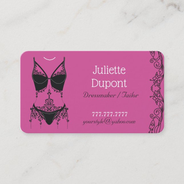 Tarjeta De Visita Salón de lencería de estilo tailandés Dressmaker (Anverso)