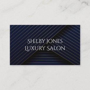 Tarjeta De Visita Salón de lujo elegante Navy Blue Gold Striped Mod