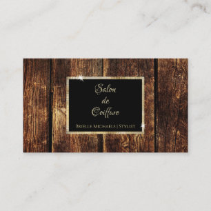 Tarjeta De Visita Salón de madera rústica negro