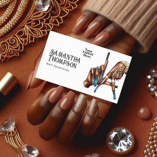 Tarjeta De Visita Salón de Manicure de Los Ángeles para Afroamerican (African American Los Angeles Manicure Salon Business Card)