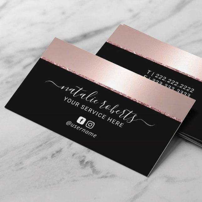 Tarjeta De Visita Salón de maquillaje artesanal Rosa Gold Border Hai (Subido por el creador)