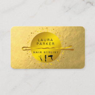 Tarjeta De Visita Salón de maquillaje artístico con estilo Gold Faux
