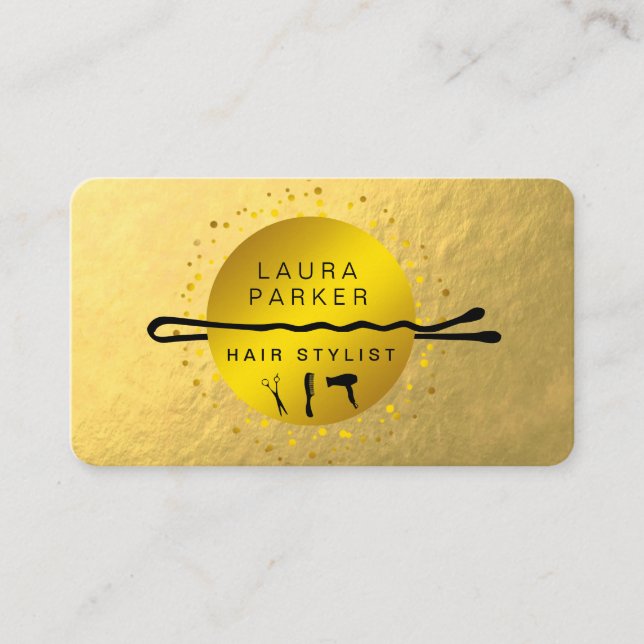 Tarjeta De Visita Salón de maquillaje artístico con estilo Gold Faux (Anverso)