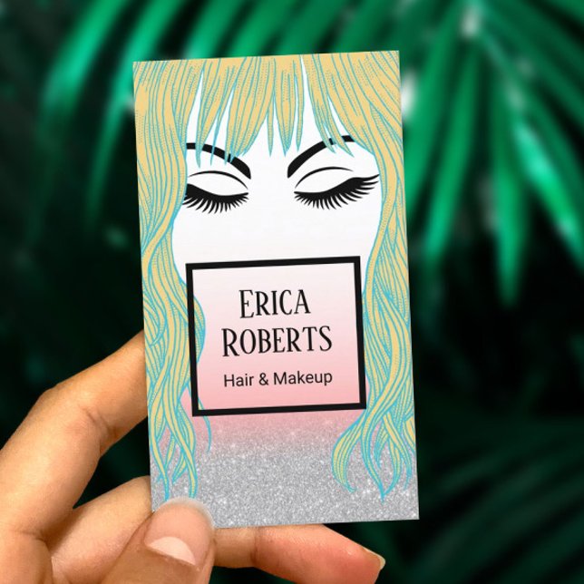 Tarjeta De Visita Salón de maquillaje de Chica de pelo dorado (Subido por el creador)