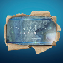 Tarjeta De Visita Salón de maquillaje de la Marina Blue Green Agate