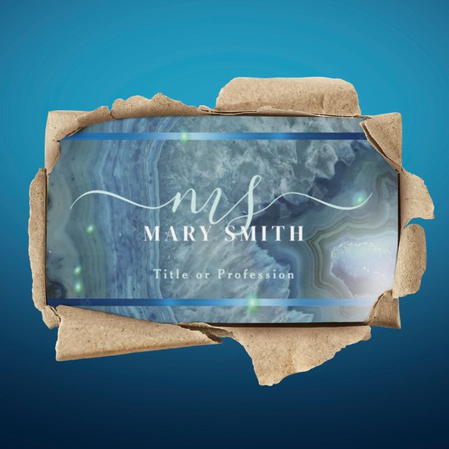 Tarjeta De Visita Salón de maquillaje de la Marina Blue Green Agate  (Subido por el creador)